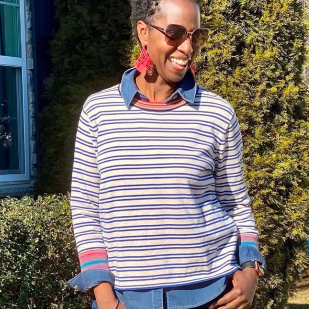 Cabi Cadet Striped Pullover Sweater #5830